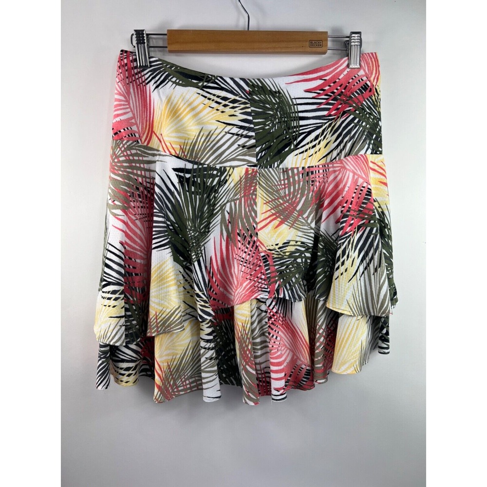 White House Black Market Skirt Women's Sz 6 Multi Floral 2 Tiers